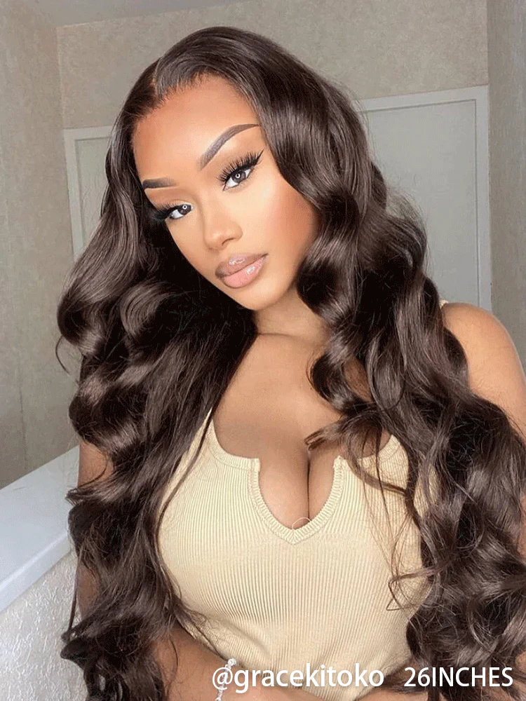 CurlyMe Mocha Mousse Pre Cut Glueless Lace Body Wave Wear Go Wig - Image 13