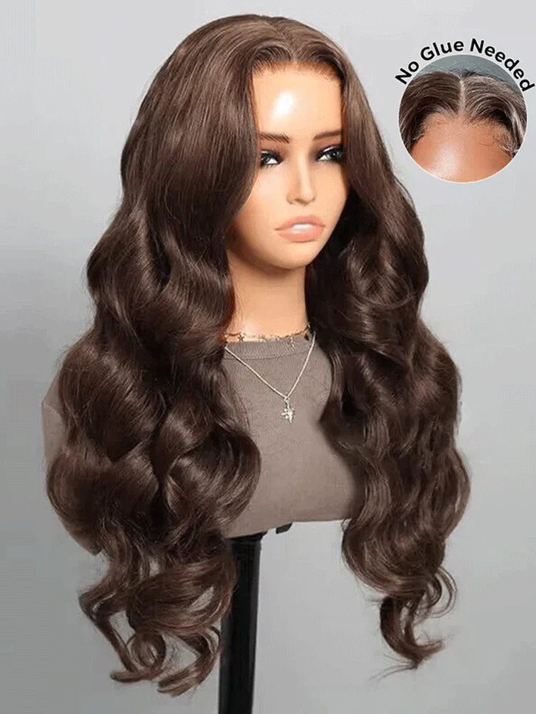CurlyMe Mocha Mousse Pre Cut Glueless Lace Body Wave Wear Go Wig - Image 5