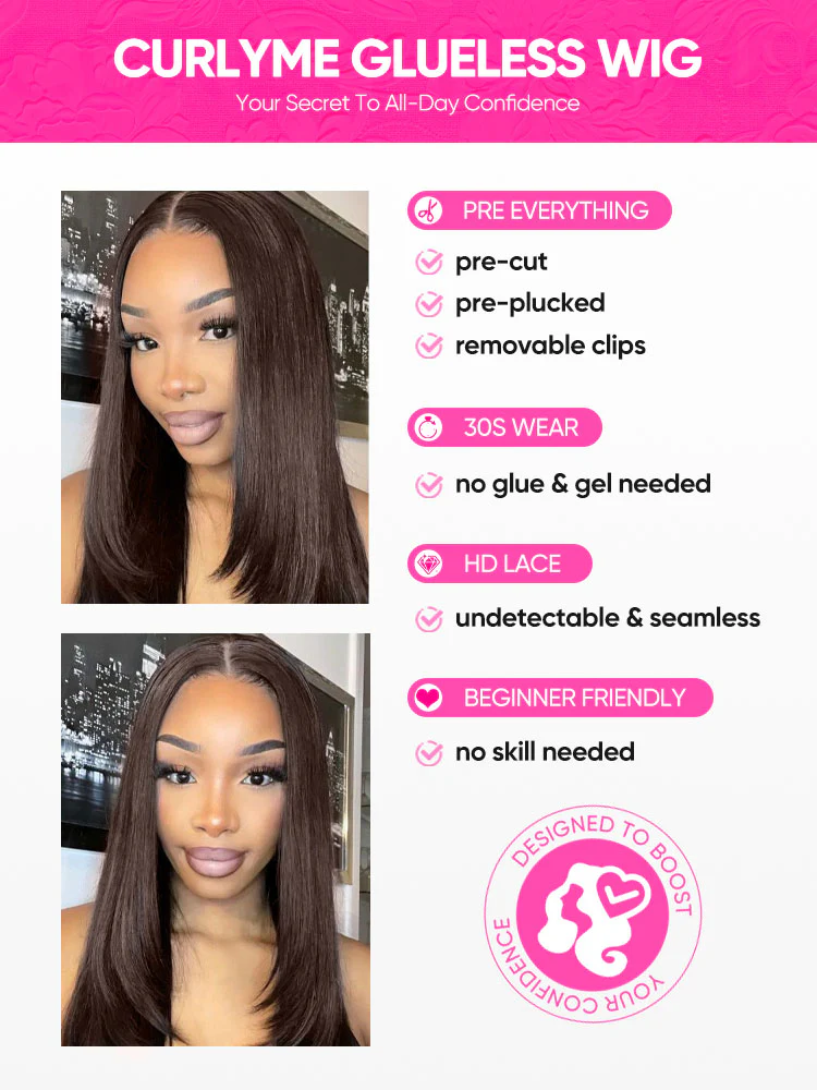 CurlyMe Mocha Mousse Pre Cut Glueless Lace Body Wave Wear Go Wig - Image 8