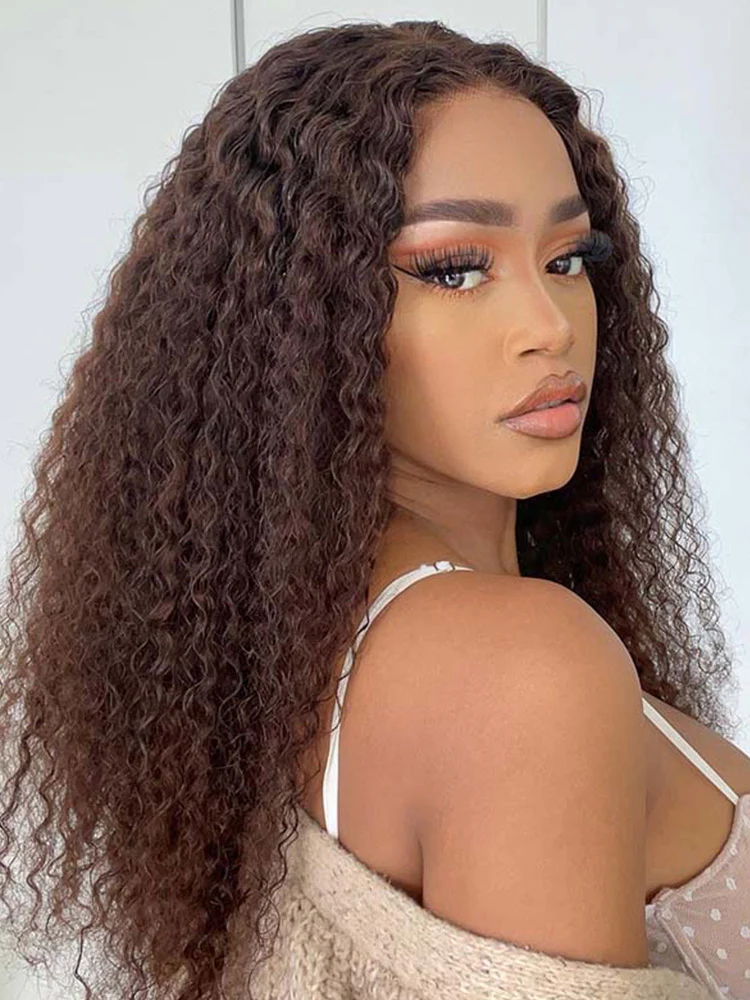 CurlyMe Mocha Mousse Color Pre Cut Glueless Lace Kinky Curly Wear Go Wig - Image 3