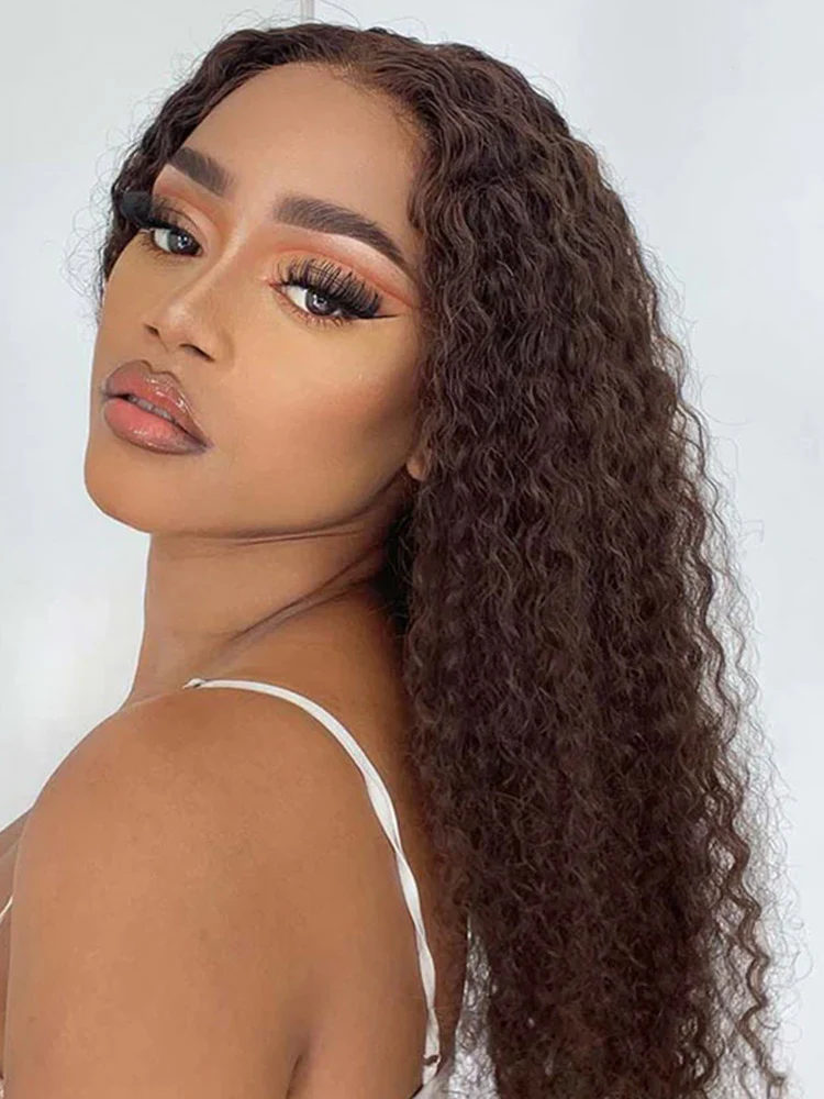 CurlyMe Mocha Mousse Color Pre Cut Glueless Lace Kinky Curly Wear Go Wig - Image 5