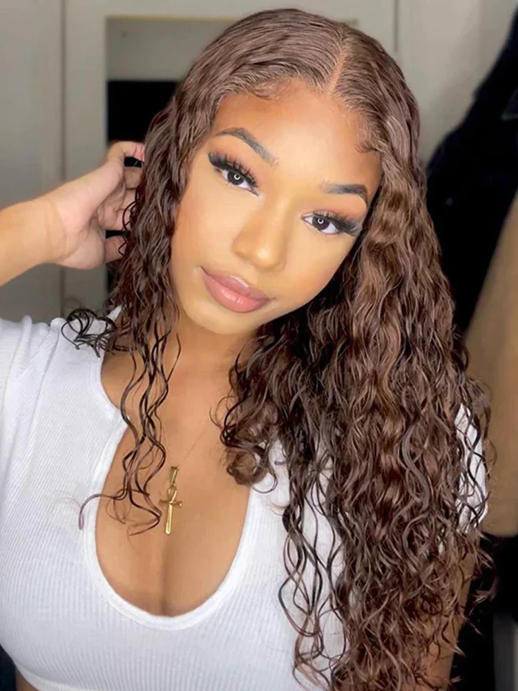 CurlyMe Mocha Mousse Color Pre Cut Glueless Lace Water Wave Wear Go Wig - Image 3