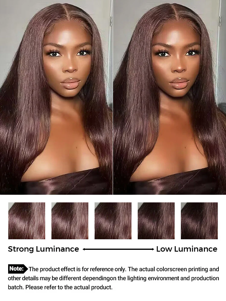CurlyMe Straight Mocha Mousse Color Human Hair Undetectable Lace Front Wigs Pre Plucked - Image 7
