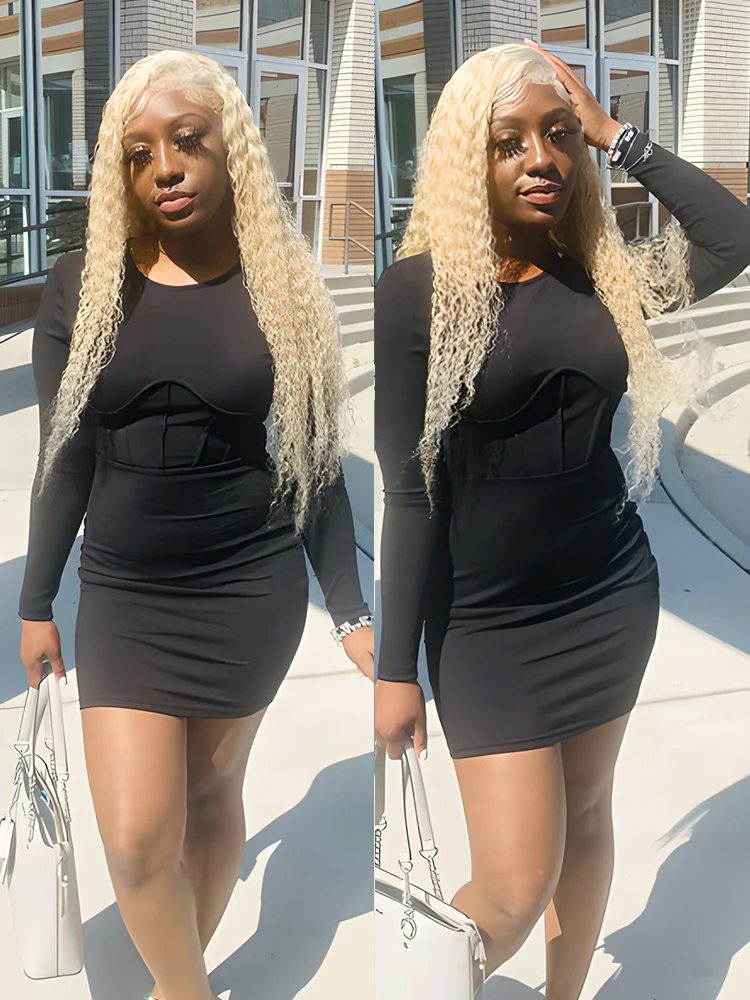 CurlyMe 613 Blonde Deep Wave Wig 13x4 Lace Front Human Hair Wigs - Image 4