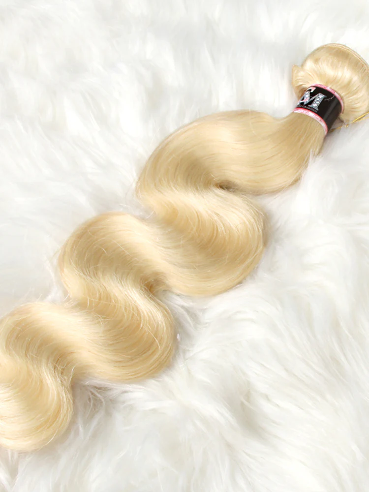 CurlyMe 613 Blonde Body Wave Human Hair 4 Bundles with 13x4 Lace Frontal - Image 6