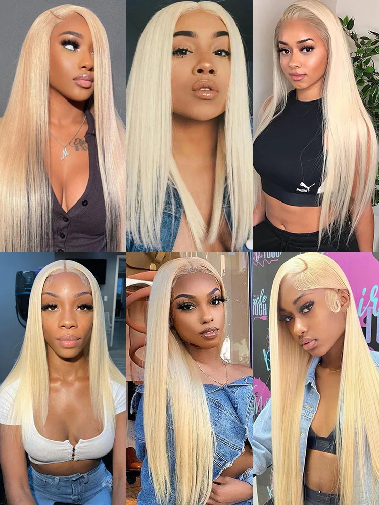 CurlyMe 613 Blonde Straight Human Hair 4 Bundles with 13x4 Lace Frontal - Image 3