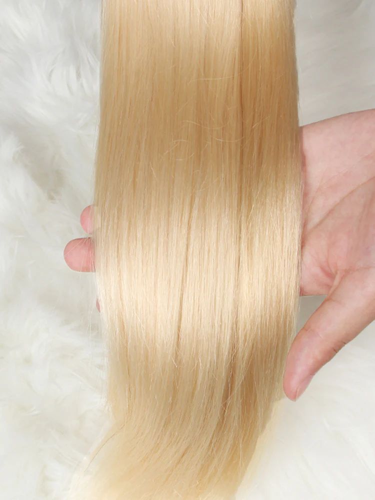 CurlyMe 613 Blonde Straight Human Hair 4 Bundles with 13x4 Lace Frontal - Image 6