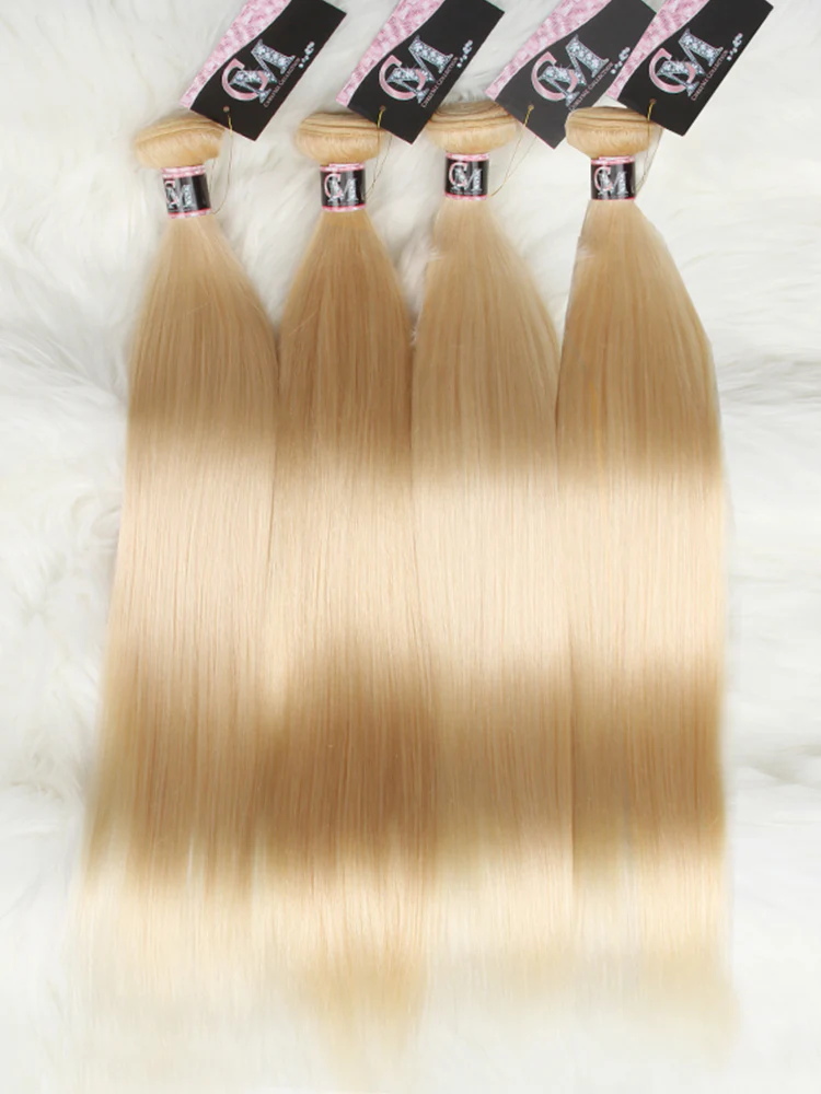 CurlyMe 613 Blonde Straight Human Hair 4 Bundles with 13x4 Lace Frontal - Image 7