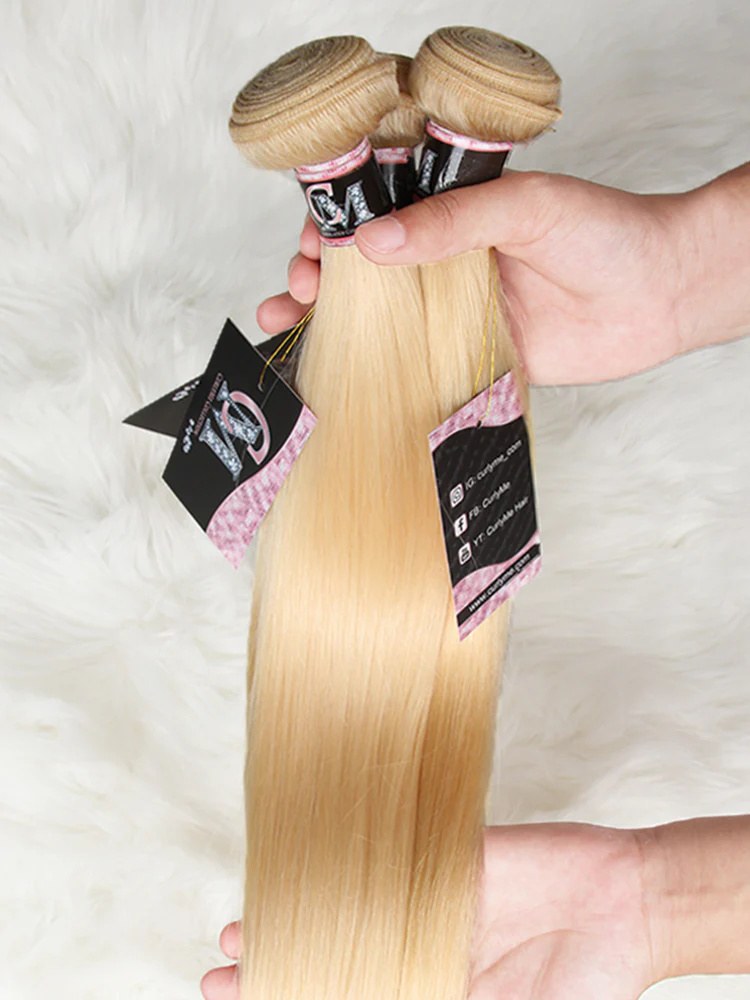 613 Blonde Color Straight Virgin Hair Bundles Deal 1/3/4Pcs - Image 4