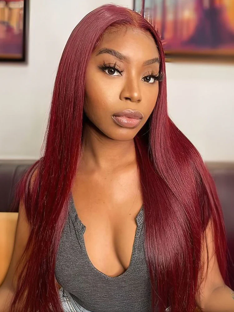 CurlyMe Pre-Plucked Wear Go Glueless 99J Burgundy Straight Hair Pre-cut Lace - Image 5