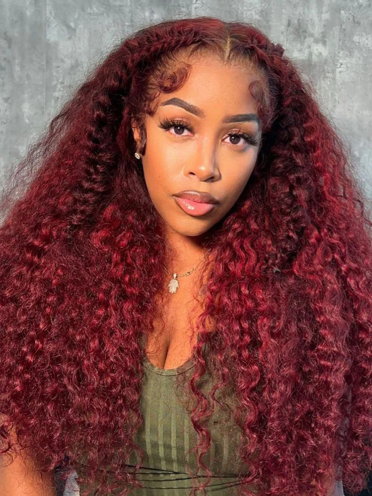 CurlyMe Pre-Plucked Wear Go Glueless 99J Burgundy Water Wave Hair Pre-cut Lace - Image 10