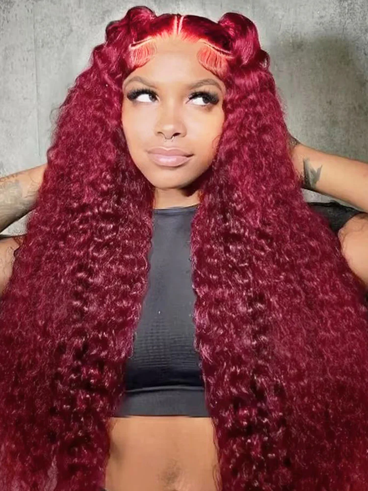 CurlyMe Pre-Plucked Wear Go Glueless 99J Burgundy Water Wave Hair Pre-cut Lace - Image 5