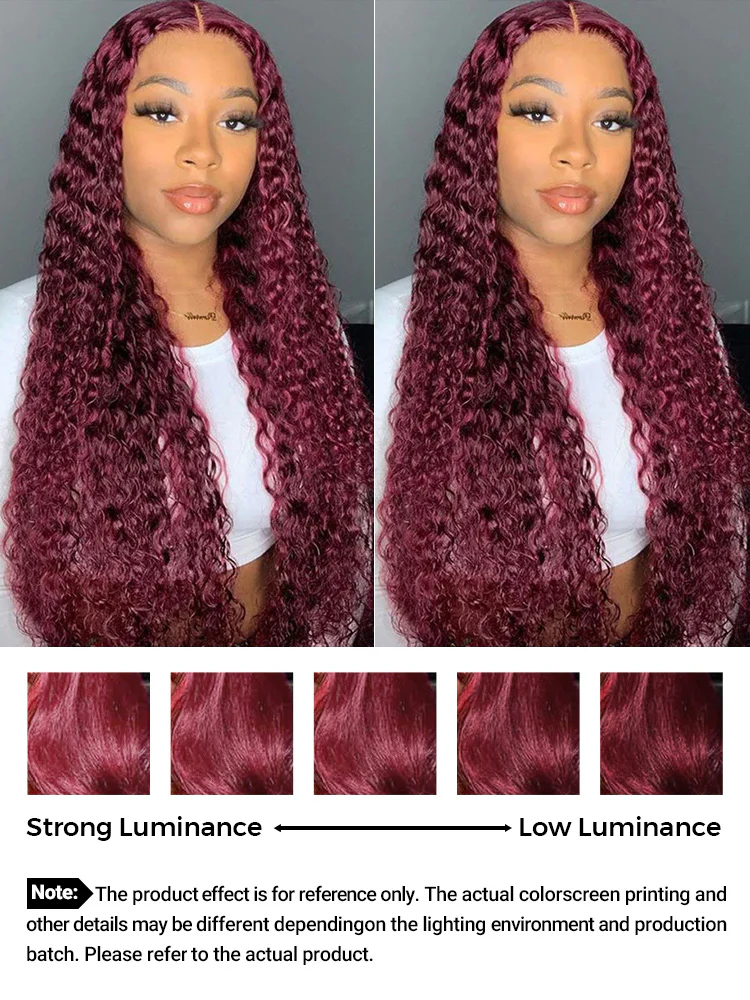 CurlyMe Pre-Plucked Wear Go Glueless 99J Burgundy Water Wave Hair Pre-cut Lace - Image 9