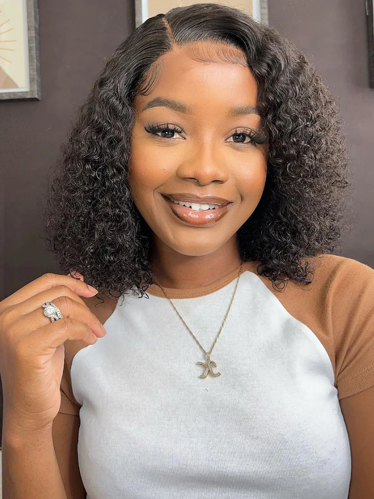 CurlyMe Trendy Kinky Curly Hair 13x4 Lace Front Bob Wigs Short Cute Curls - Image 10