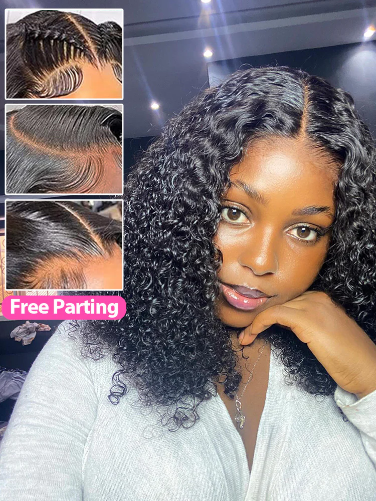 CurlyMe Trendy Kinky Curly Hair 13x4 Lace Front Bob Wigs Short Cute Curls - Image 3