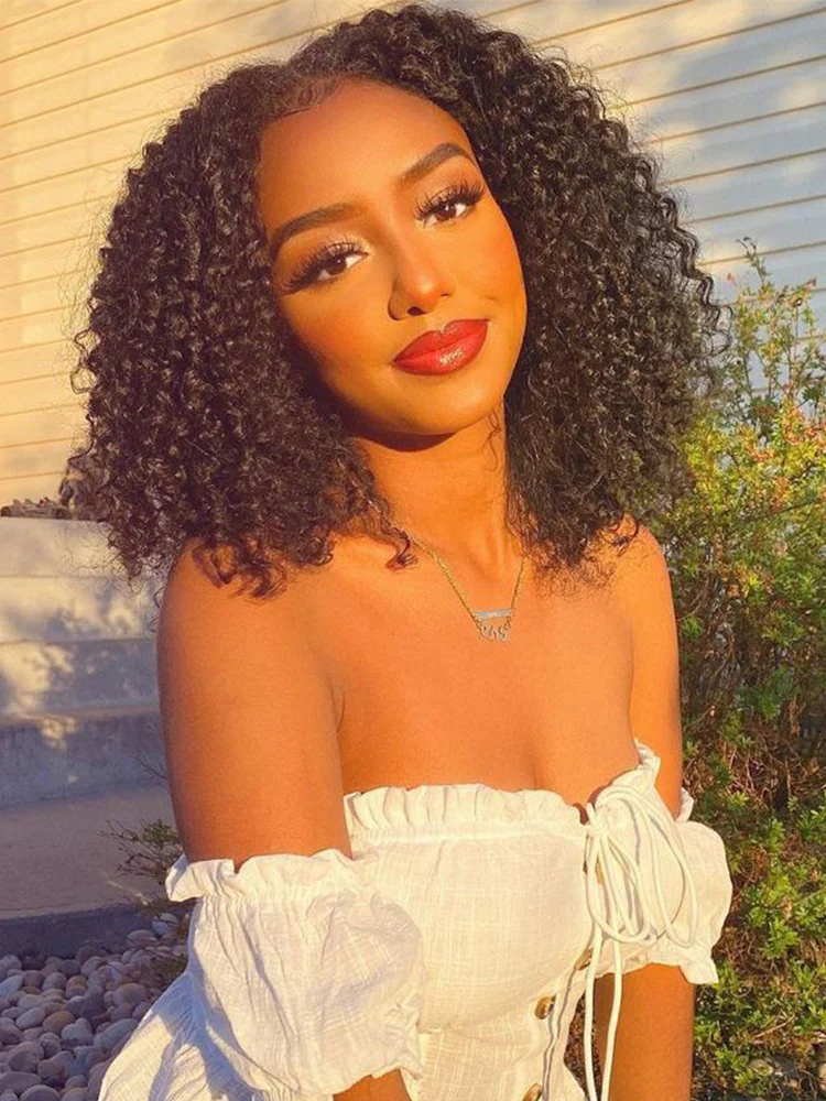 CurlyMe Trendy Kinky Curly Hair 13x4 Lace Front Bob Wigs Short Cute Curls - Image 6