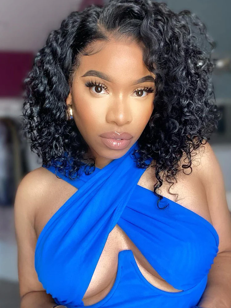 CurlyMe Trendy Kinky Curly Hair 13x4 Lace Front Bob Wigs Short Cute Curls - Image 9