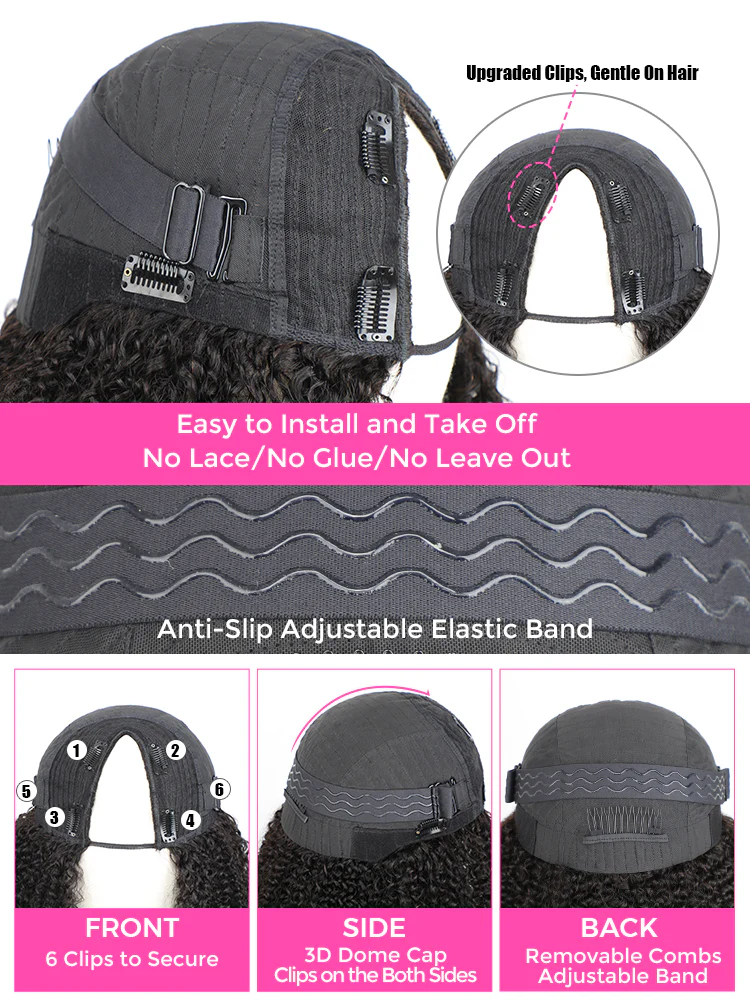 CurlyMe Kinky Curly V Part Wig Human Hair Glueless Wig Pre-plucked - Image 8