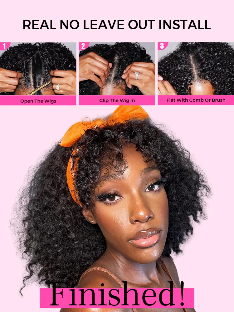 CurlyMe Kinky Curly V Part Wig Human Hair Glueless Wig Pre-plucked - Image 11