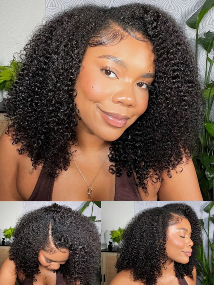 CurlyMe V Part Glueless No Leave Out Afro Kinky Curly Human Hair Wig Pre-plucked Beginner Friendly - Image 7