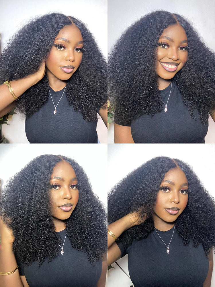 CurlyMe V Part Glueless No Leave Out Afro Kinky Curly Human Hair Wig Pre-plucked Beginner Friendly - Image 9