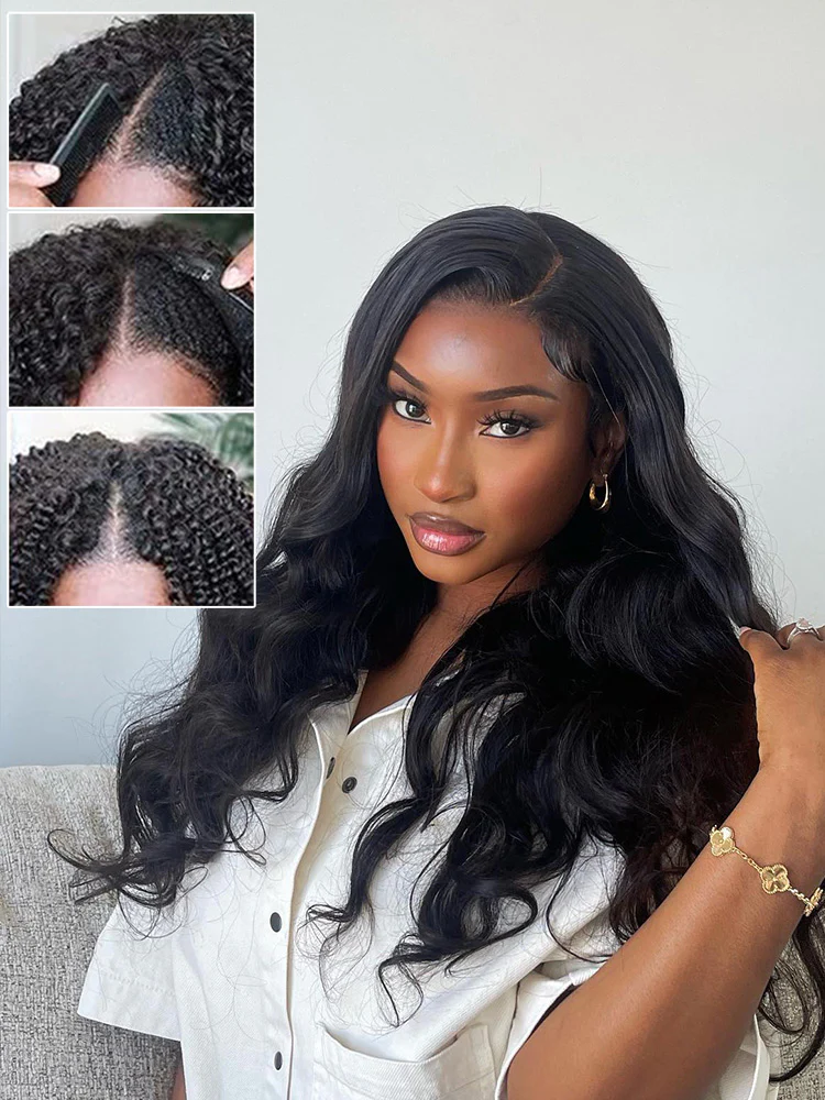 CurlyMe Body Wave Human Hair V Part Wig Glueless No Lace Same as Thin Part Wig - Image 5