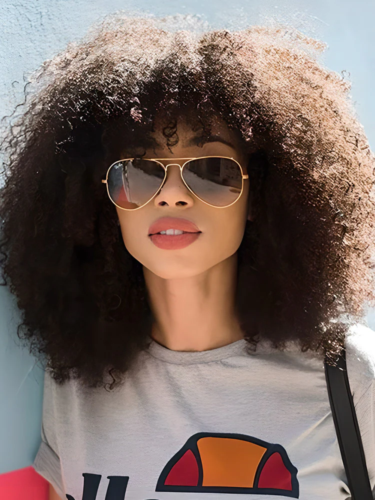 CurlyMe Kinky Curly No Lace Wigs Full Machine Made Wigs With Bangs Affordable Hair - Image 4