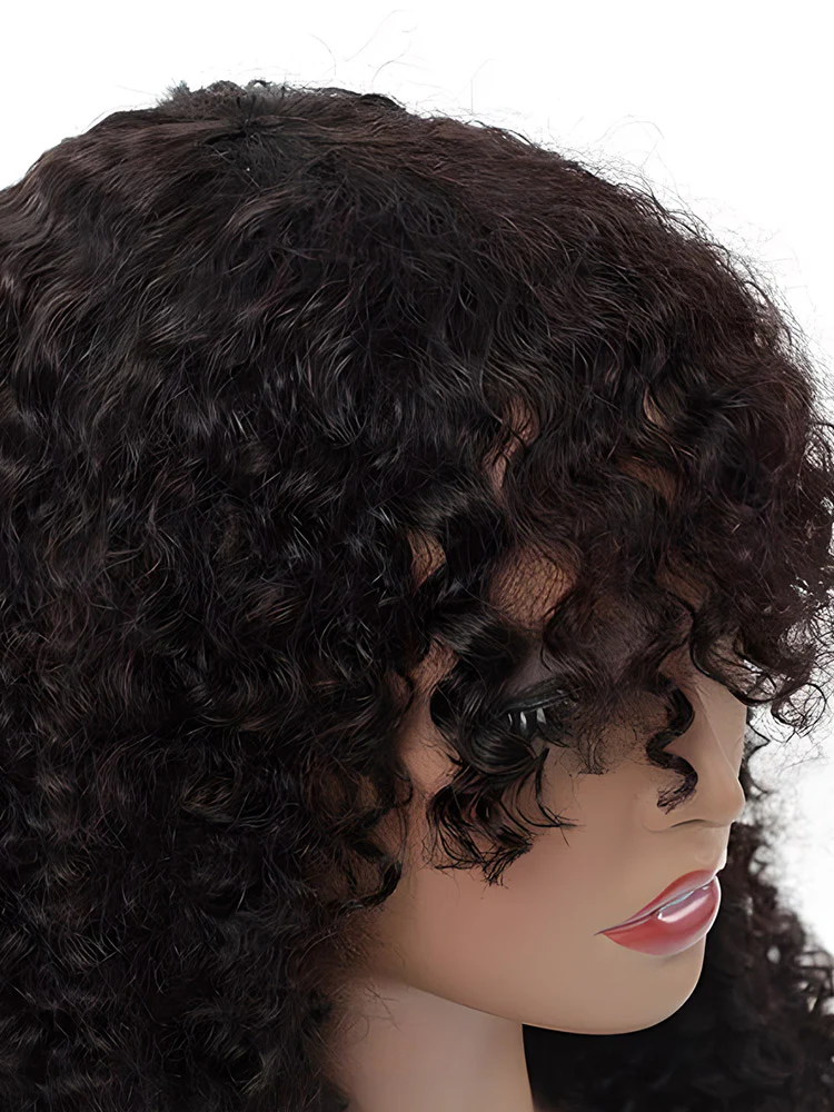 CurlyMe Kinky Curly No Lace Wigs Full Machine Made Wigs With Bangs Affordable Hair - Image 6