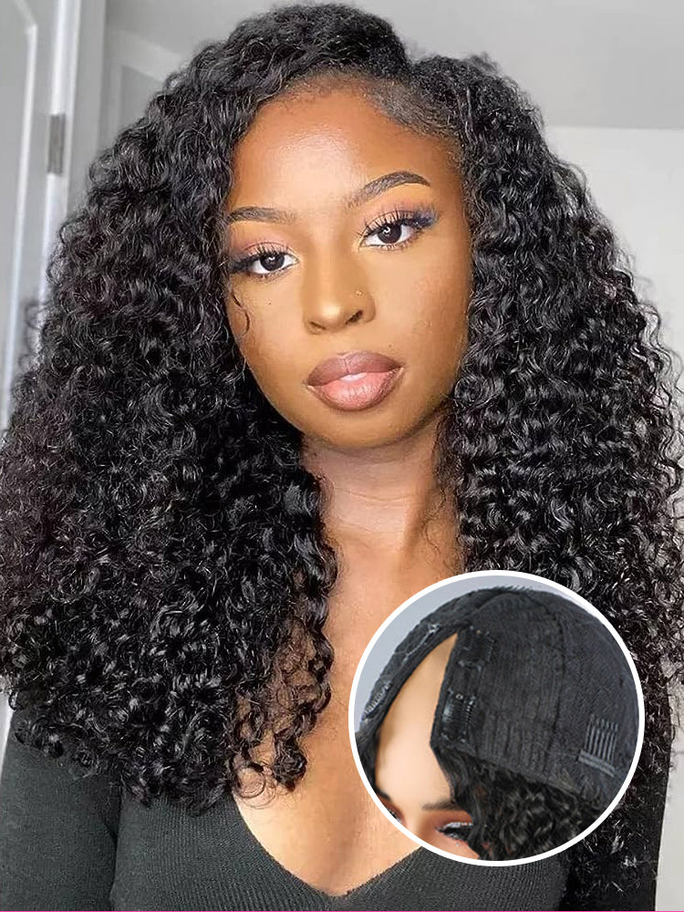 CurlyMe Kinky Curly V Part Wig Human Hair Glueless Wig Pre-plucked - Image 3