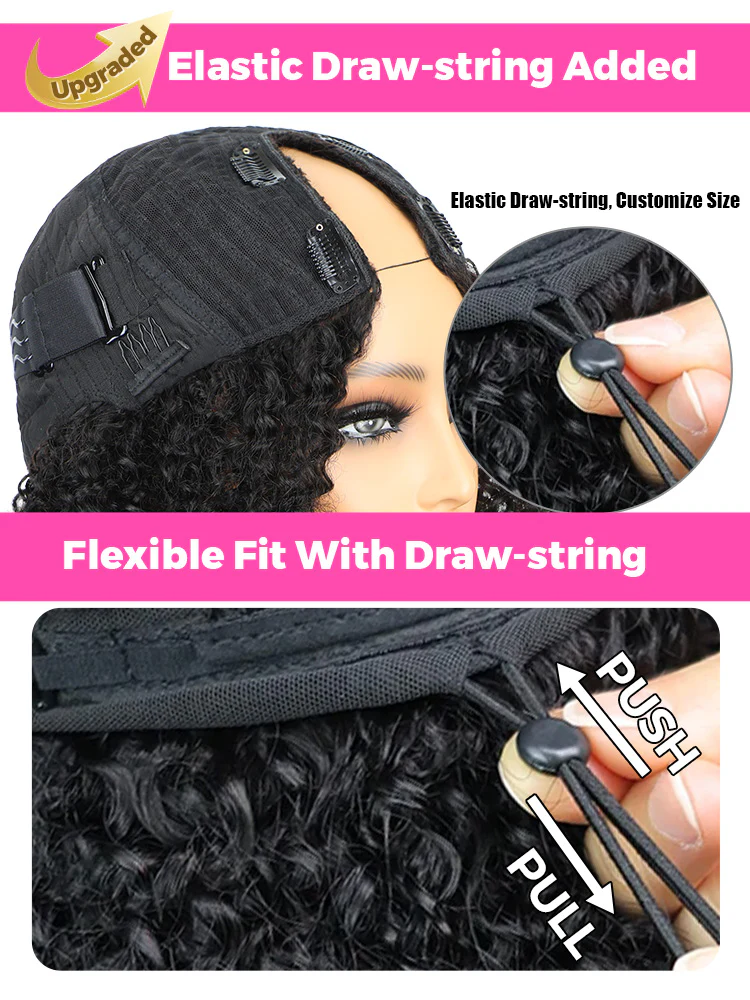 CurlyMe Kinky Curly V Part Wig Human Hair Glueless Wig Pre-plucked - Image 10