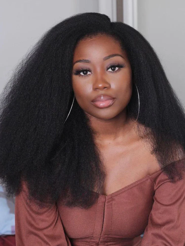 CurlyMe V Part Glueless No Leave Out Kinky Straight Human Hair Wig Pre-plucked Beginner Friendly - Image 4