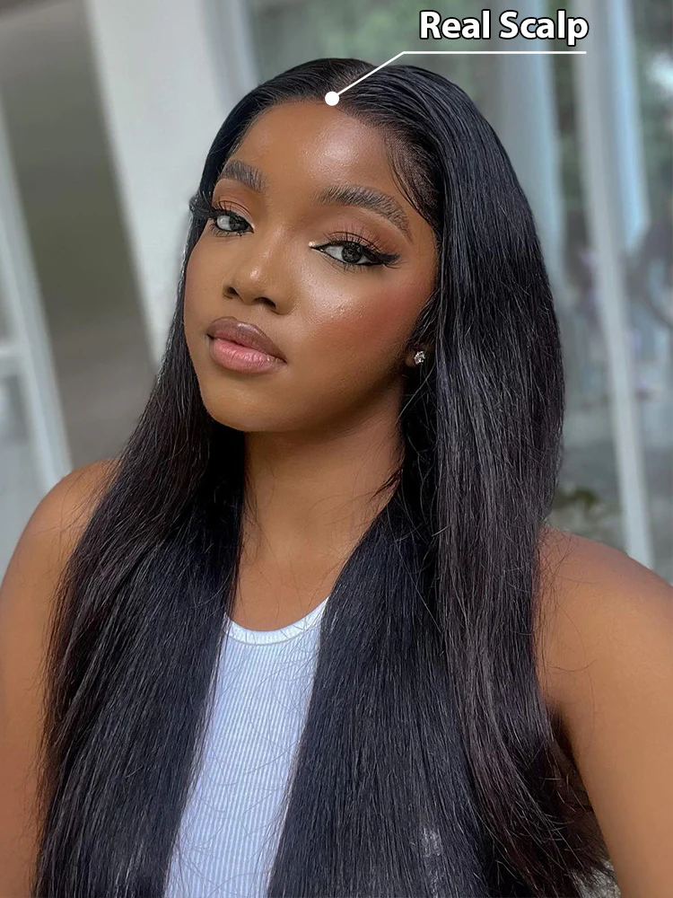 CurlyMe Straight Human Hair V Part Wig Glueless No Lace Same as Thin Part Wig - Image 3