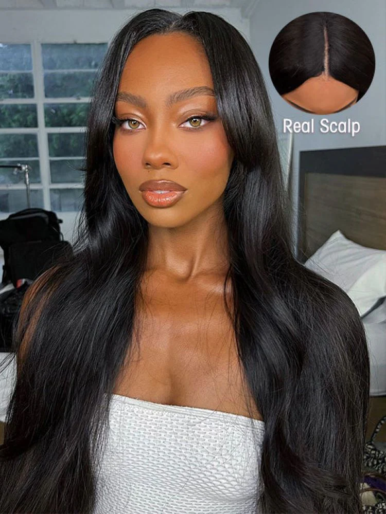 CurlyMe Straight Human Hair V Part Wig Glueless No Lace Same as Thin Part Wig - Image 4