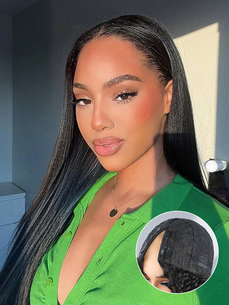 CurlyMe Straight Human Hair V Part Wig Glueless No Lace Same as Thin Part Wig - Image 6