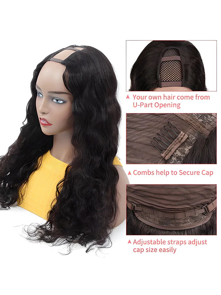CurlyMe Loose Wave Hair 180% Density Human Hair U part Wig Affordable Glueless No Lace Wig - Image 5