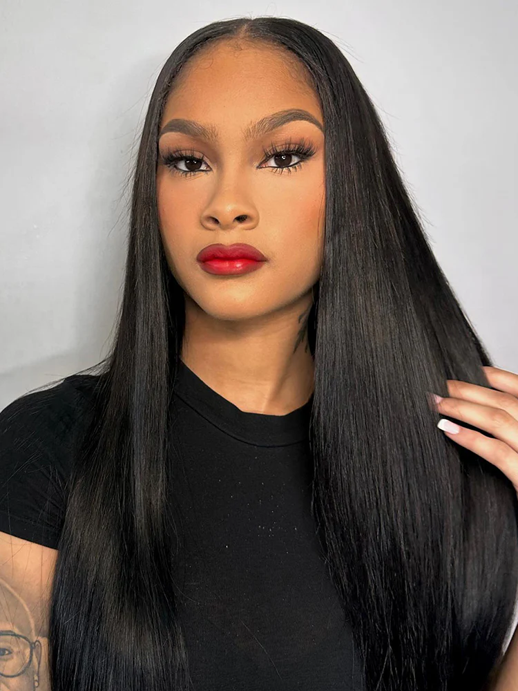 CurlyMe Straight Hair 180% Density U part Wig Affordable Machine Made Human Hair Wigs - Image 3