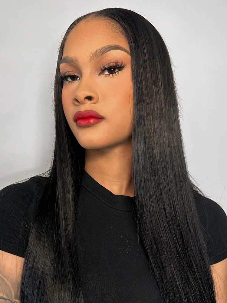 CurlyMe Straight Hair 180% Density U part Wig Affordable Machine Made Human Hair Wigs - Image 4