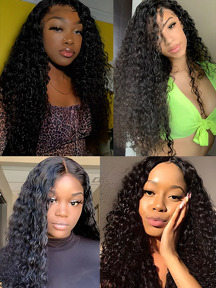 CurlyMe Water Wave Hair 180% Density U part Wig, None Lace Machine Made Human Hair Wigs - Image 3