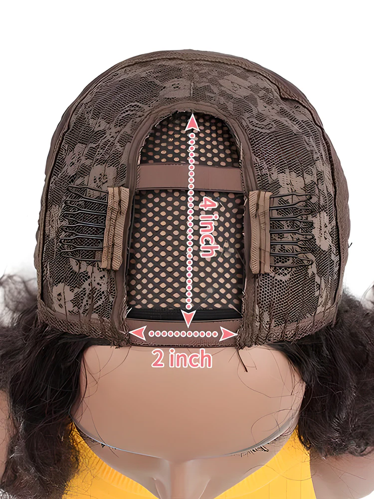 CurlyMe Water Wave Hair 180% Density U part Wig, None Lace Machine Made Human Hair Wigs - Image 5