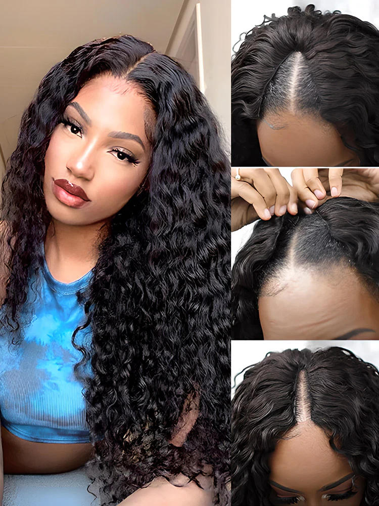 CurlyMe Water Wave V Part Wig Human Hair Glueless No Lace Wig Same as Thin Part - Image 13