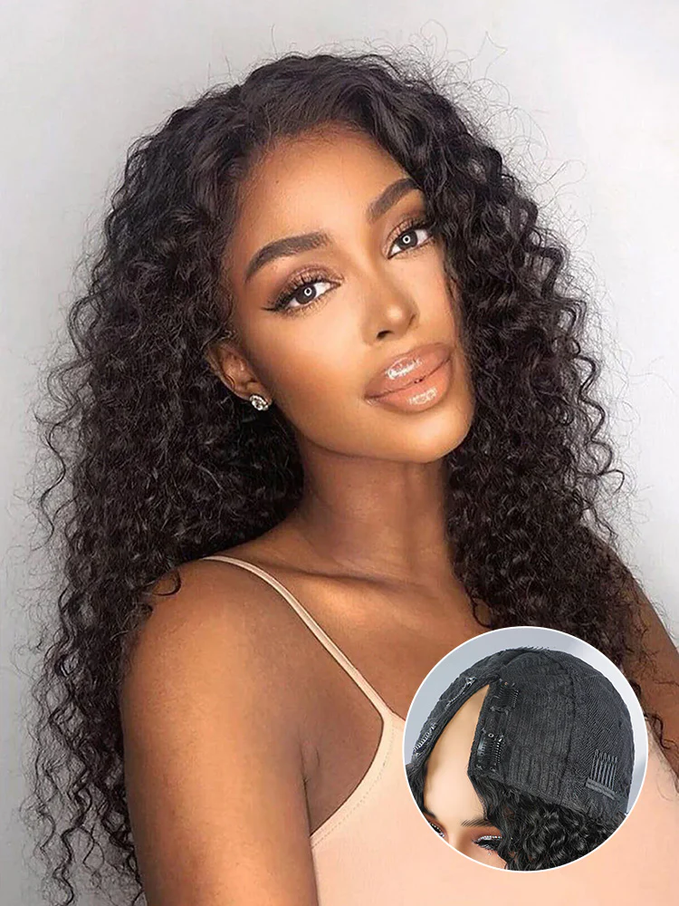 CurlyMe Water Wave V Part Wig Human Hair Glueless No Lace Wig Same as Thin Part - Image 8