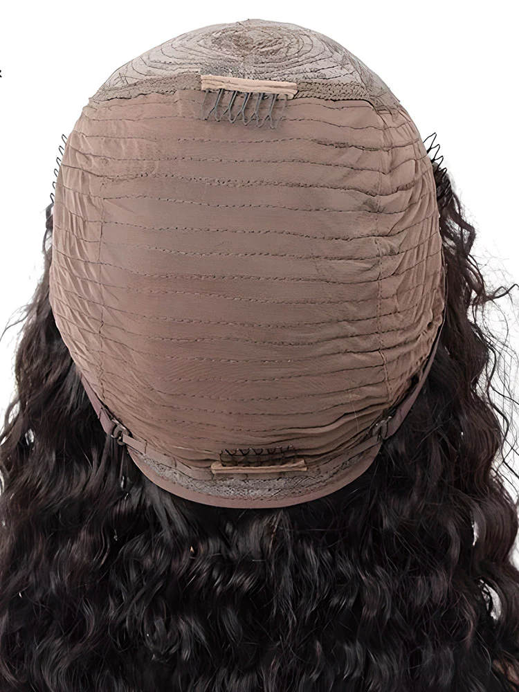 CurlyMe Water Wave Hair Non Lace Wigs Full Machine Made Wigs With Bangs For Women - Image 10