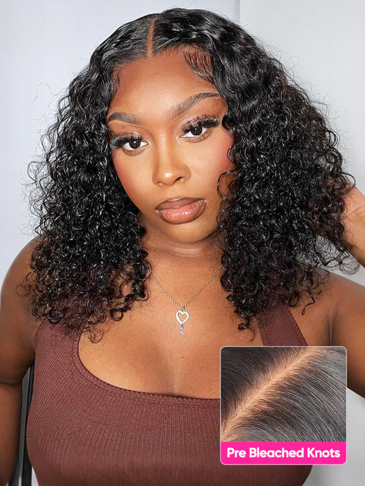 CurlyMe Water Wave Bob Glueless Wig Wear Go 7x5 HD Lace Pre Cut Lace Wig - Image 6
