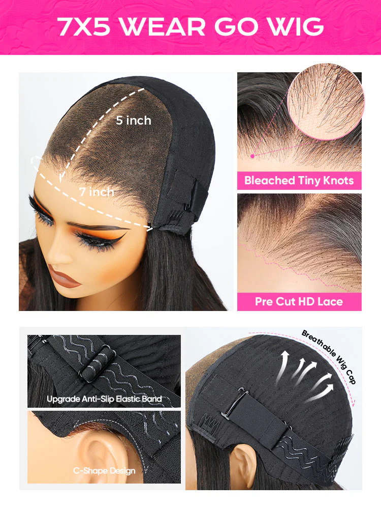 CurlyMe Water Wave Bob Glueless Wig Wear Go 7x5 HD Lace Pre Cut Lace Wig - Image 7