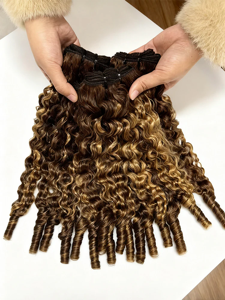 Burmese Curly Highlight 4/27 Color Hair Bundles 1/3/4Pcs | Hair Extensions - Image 3
