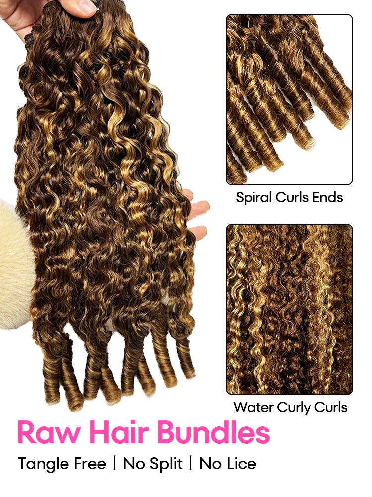 Burmese Curly Highlight 4/27 Color Hair Bundles 1/3/4Pcs | Hair Extensions - Image 5