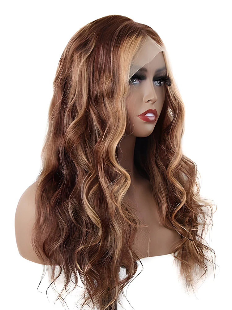 CurlyMe Highlights Ombre Human Hair Wigs Body Wave Transparent Lace Wigs Pre Plucked - Image 10