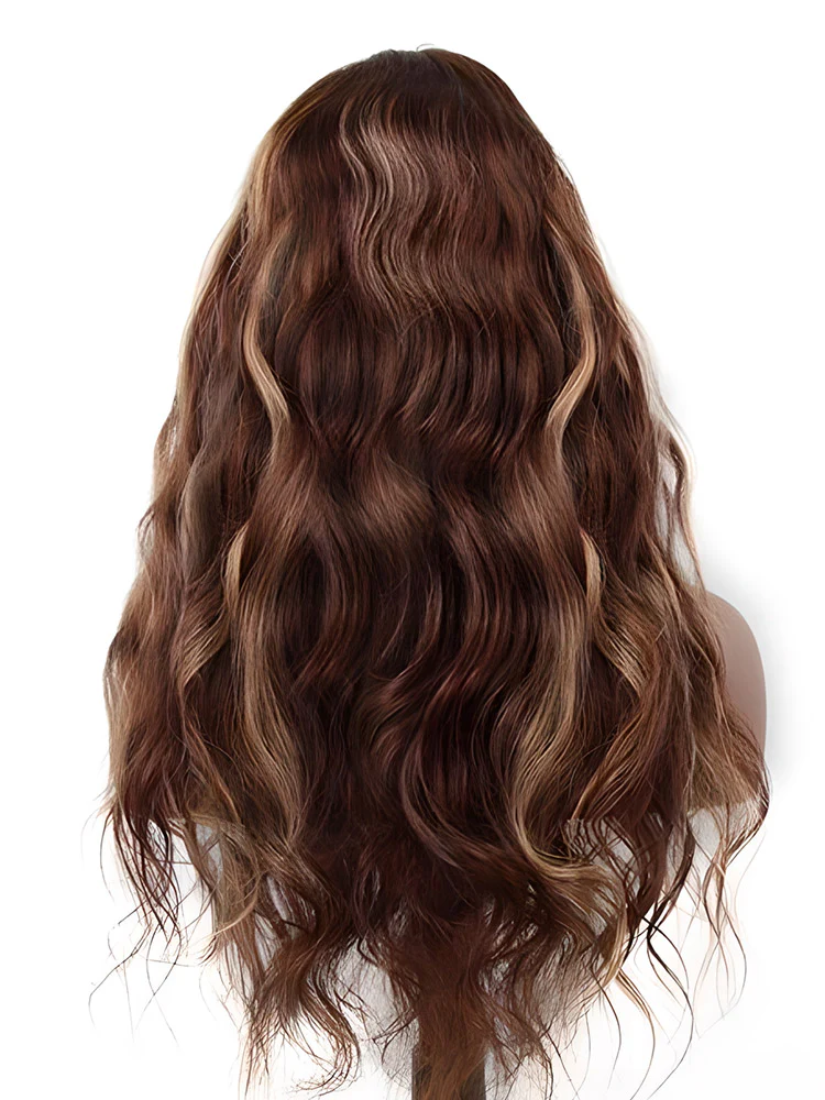 CurlyMe Highlights Ombre Human Hair Wigs Body Wave Transparent Lace Wigs Pre Plucked - Image 9