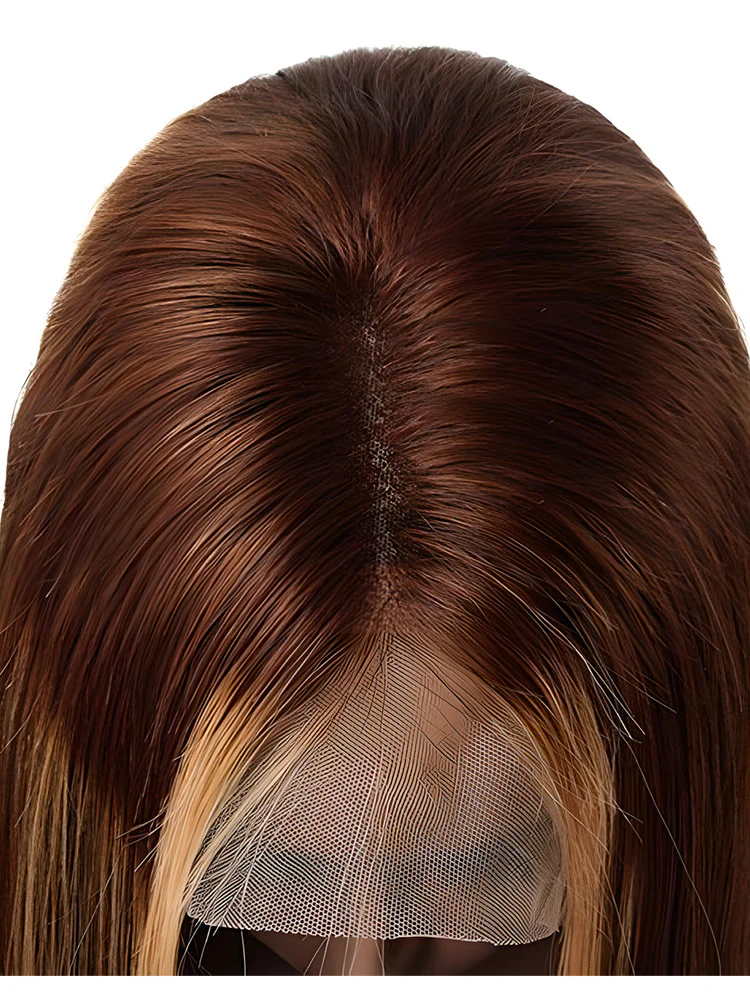 CurlyMe Highlights Ombre Human Hair Wigs Straight Hair 13x4 Lace Front Wigs Preplucked - Image 6