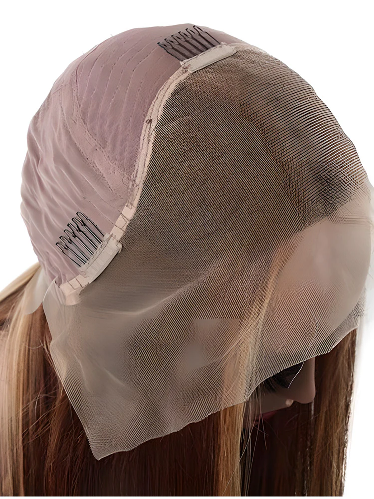 CurlyMe Highlights Ombre Human Hair Wigs Straight Hair 13x4 Lace Front Wigs Preplucked - Image 7